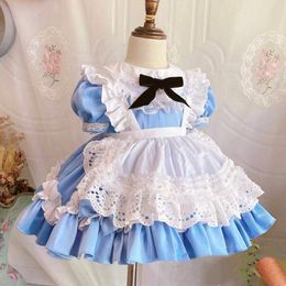 Robes de fille 0 8Y bébé fille été bleu Alice turc Vintage Lolita princesse robe de bal robe pour anniversaire vacances décontracté Eid 230520