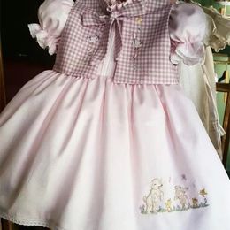 Robes de fille 0-8Y bébé fille été rose lapin broderie turc Vintage Lolita princesse robe de bal robe pour anniversaire vacances décontracté Eid 230615