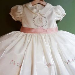 Robes de fille 0-8Y bébé fille été fleur blanche broderie turc Vintage Lolita princesse robe de bal robe pour anniversaire vacances décontracté Eid 230403
