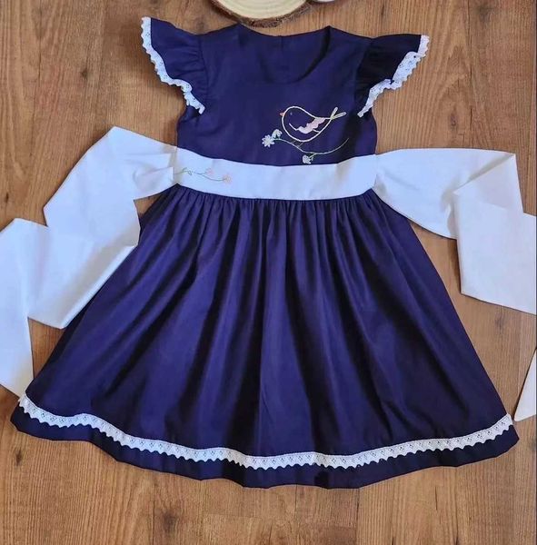 Robes de fille 1-12 ans bébé fille d'été fleur d'oiseau à main