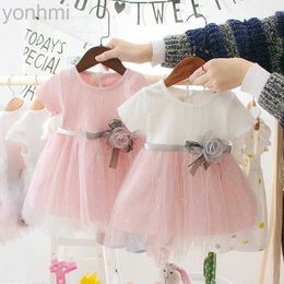 Vestidos de niña 1-4y Baby Girls Dress Princess Flowers Slewer Sorth Algody Tul Falda Summer Vestidos Partes de cumpleaños Partido Niños D240423
