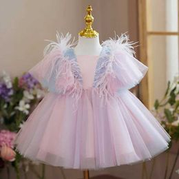 Robes de fille 1 à 5 ans fille robe princesse mariage fleur robe fille robe balle robe arc tututu robe formelle bébé fille robe de fête d'anniversaire d240515