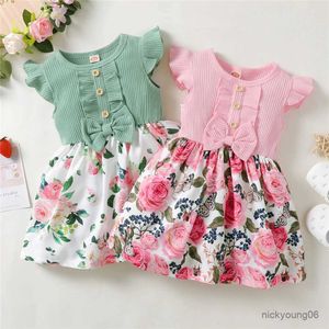 Robes de fille 1 à 5 ans Little princess vêtements bébé sans manches robe de mode florale enfant fille de vacances quotidien