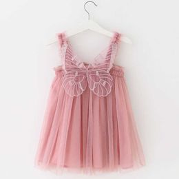 Vestidos de niña 1-5T Bebé Mariposa Princesa Vestido Rosa Vestido de novia para niña de las flores 12M Infantil 1er cumpleaños Bautismo Traje Verano Casual Paño R230719