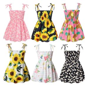 Jurken voor meisjes 1-6 jaar Baby Meisjes Mouwloos Bloemenprint Zonnejurk Kinderen Casual Kleding Zomer Prinsessenjurk Kinderfeest Optochtjurken