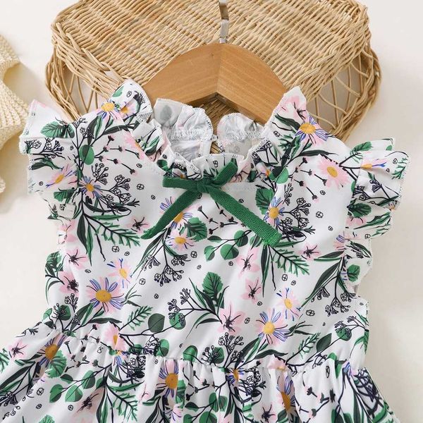 Vestidos para niñas de 1 a 6 años de edad, niños, niñas, verano, vestido floral, moda para niñas, vestidos sin mangas con diseño de lazo, vestido informal para niñas pequeñas R230719