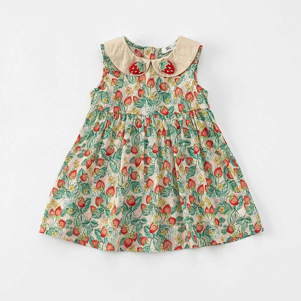 Abiti da ragazza 1-8T Summer Infant Flower Girl Dress Toddler Kid Neonata Vestiti in cotone senza maniche Abito con stampa fragola Elegante vestito carino AA230531