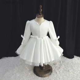 Robes de fille 1 an anniversaire robe tenues blanc bébé filles vêtements arc infantile robe de soirée princesse bébé fille baptême vêtements robe de noël W0221