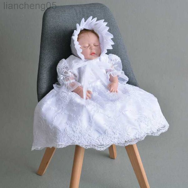 Robes de fille 1 an bébé fille robe blanche princesse mariage formel robe mode infantile baptême baptême bébé vêtements RBF184016 W0221