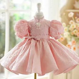 Girl's jurken 12m-10y nieuwe kinderprinses prom jurk verjaardag baptist eid feest kinderen kleding baby meisje roze jurk a3678 wx