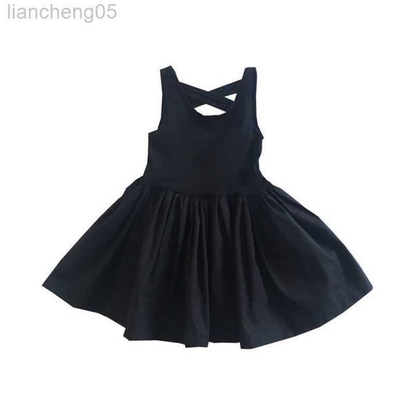 Robes pour filles 2-8 ans Vêtements pour bébés filles Enfants Vêtements d'été pour enfants Teen Slip dress Black Skirt Backless Hollow out Princess Tutu Girl party W0314