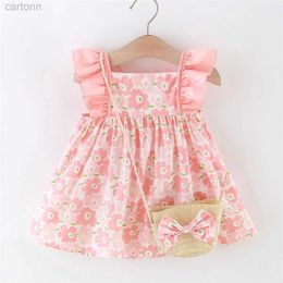 Robes de fille 2 pièces / set Sac tissé gratuit Robe robe de vol d'été