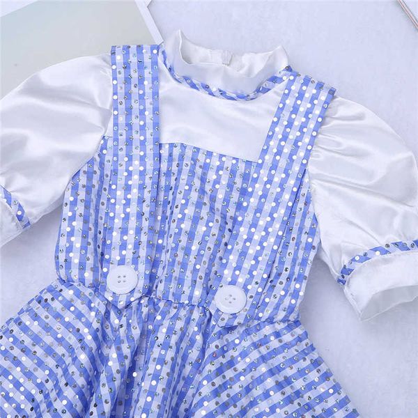 Robes de fille 2017 mignon bleu enfants fille manches courtes à pois plaid nouveau-né bébé enfant en bas âge filles Halloween costume cosplay robe de soirée 12 m-8 ans