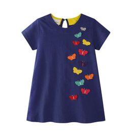 Robes de fille 2019 Girls d'été Vêtements pour enfants Blue Butterfly Applique A-Line Princesse robe Childrens Vêtement