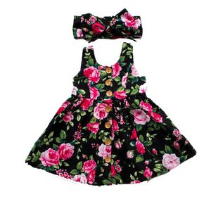 Robes de fille 2021 enfant en bas âge bébé enfants bébé filles été robe florale princesse fête sans manches robes bandeau 2 pièces 0-4 ans ropa de nia AA230531