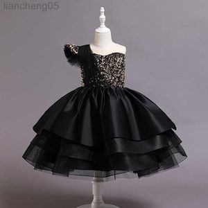 Vestidos de niña 2022, vestido de verano negro infantil, ropa para niños, fiesta de niñas, vestidos de noche de lentejuelas, ropa de niña, ropa elegante para niños W0314