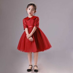 Robes de fille 2023 bébé fille nouvel an robe rouge enfant en bas âge baptême princesse robe de bal 1er anniversaire robes infantile luxueux grand arc vestido