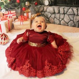 Girl's jurken 2023 Ceremonie baby 1e verjaardag voor babymeisjes kleren pailletten prinses feest doop kleding 0 1 2 jaar 230214