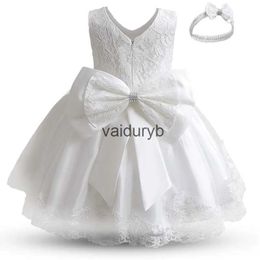 Robes de fille 2023 infantile bébé filles robes de fleurs robes de baptême nouveau-né bébés vêtements de baptême princesse tutu anniversaire blanc arc dressvaiduryb