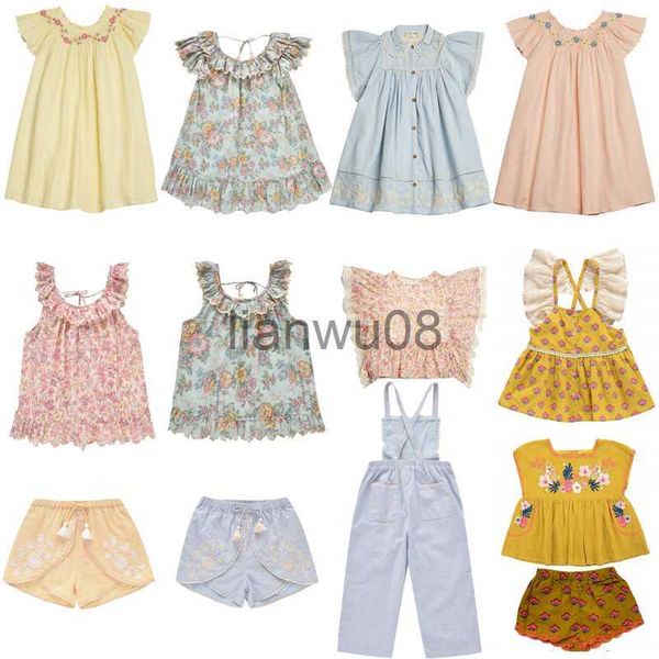 Vestidos de niña 2023 LM marca niños vestido nuevo verano niñas lindo bordado de flores vestidos de princesa ropa de bebé niño en stock x0806