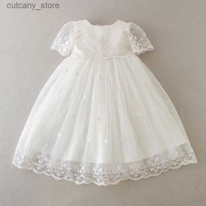 Robes de fille 2023 nouvelle robe de bébé fille robe de baptême dentelle blanche infantile baptême fête d'anniversaire mariage princesse robe bébé vêtements 0-24M L240313