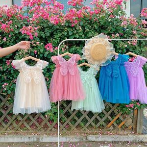 Meisjes Jurken 2023 Prinses Meisjes Mode Zomer Reis Gaas Kostuums Terug Vlinder Kleding voor Kinderen Strand Fairy Meisje Jurk R230607