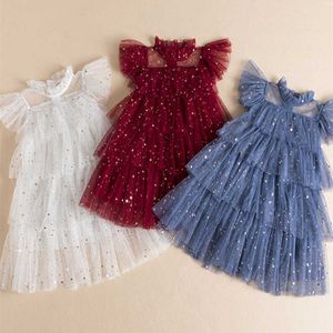 Girl's Robes 2023 Sequin Party for Girl Shiny Star Pattern Bow Mercredi Carnaval Costume Enfants Christmas Nouvel An Kid Y2303