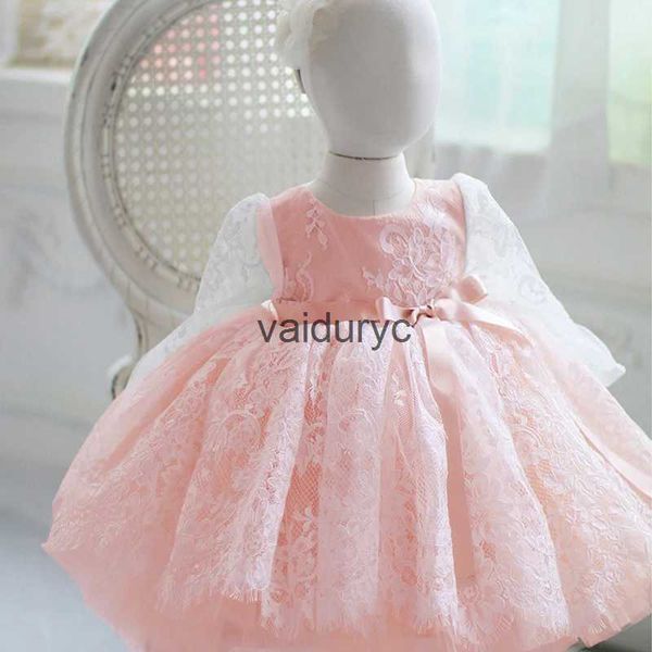 Vestidos de niña 2023 Spring Manga larga Vestido de primer cumpleaños para Baby Girl Clothing Baptismo Lace Princess Dress Vestidos de boda H240508