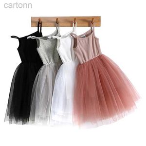 Robes de fille 2023 Été Mignon Fille Princesse Robe Enfants Sans Manches Sheer Vêtements Enfants Fête D'anniversaire Vista Enfants Pâques Tutu Vêtements 24323