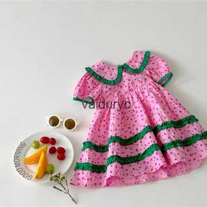 Girl's jurken 2023 Zomermeisjes Kleding Dot Girls Jurk roze jurken voor kinderen H240429