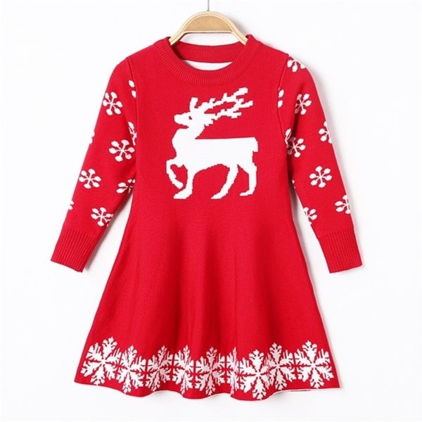 Vestidos de niña 2023 Vestido de invierno para niñas Navidad Fawn Bebé Suéter de punto Falda Niña Princesa Dulce Bebé Ropa de moda americana 231007