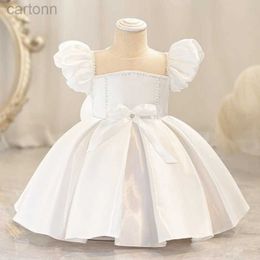 Vestidos de niña 2024 Nuevas mangas de burbujas de chicas de verano Fluffy Elegant Tight Dress Gown Baby Drese Fiesta Fiesta Princesa Vestido D240425