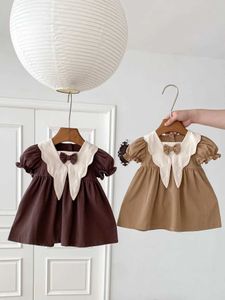 Robes de fille 2024 Été Nouveau bébé fille Puff Sobre décontractée Robe de style preppy bébé