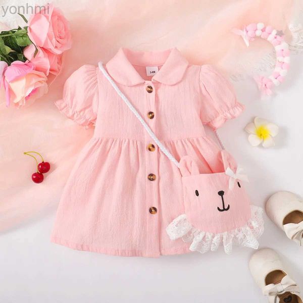 Robes de fille 2pcs 3-24m nouveau-né bébé fille rose rose mignon baby baby giel princess robe set nouveau mode bébé fille vêtements d240423