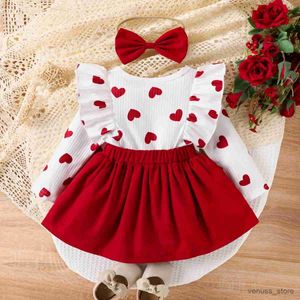 Robes de fille 2pcs bébé fille en forme de coeur en forme de cœur doux et confortable parfait pour les sorties et les vêtements quotidiens Style de base