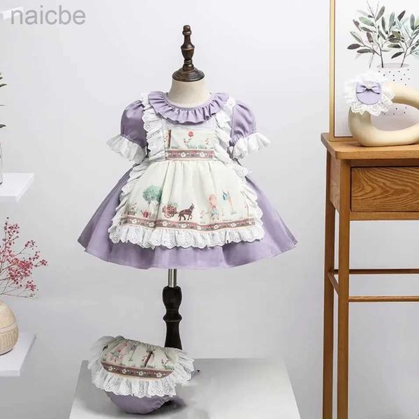 Vestidos de niña 2 unids niños español lolita vintage princesa encaje bebé regalo vestidos para ldd240313