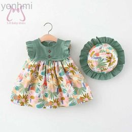 Robes de fille 2pcs / ensembles de bébé coffre simple robe de fleur tendance pour fille d'été