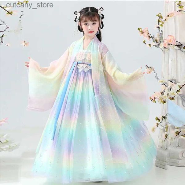 Robes de fille 3-10-12 robe de Noël pour filles enfants robe de broderie robes chinois folk enfants Hanfu fête princesse costumes fée cosplay L240315