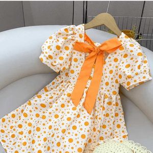 Robes de fille 3-15 enfants Dot manches courtes pour filles mignon arc tenue décontractée avec chapeau enfant en bas âge grands enfants fille vêtements 9 10 11