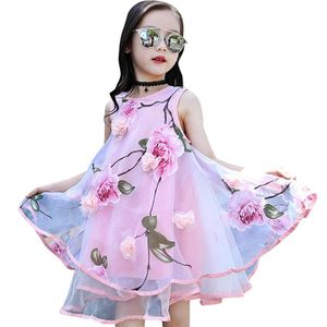 Girl's jurken Aixinghao Girls Jurk Summer Teenage Floral Beach Sundress For Flower 8 10 12 -jarige kinderen Teen DeskledsGirl's