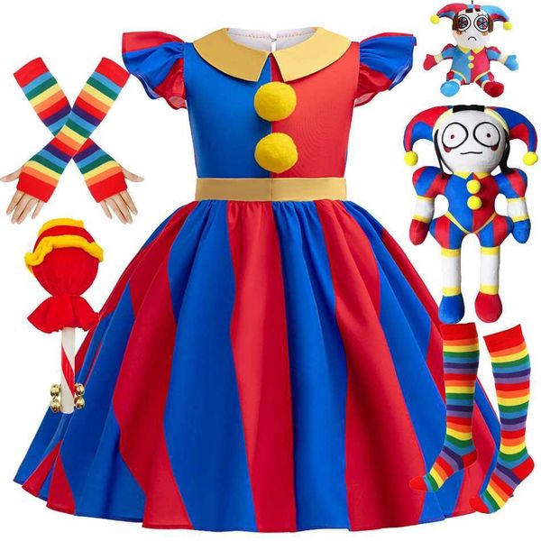 Robes de fille incroyables Costumes de jeu de rôles de cirque numérique pour enfants Halloween Circus Pomni Costumes de fête d'anniversaire Baby Girl Robes 3-10yl2405