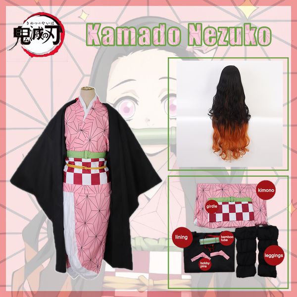 Robes de fille Anime Domen Slayer Kamodo Nazuko Cosplay Kimestu no Yaiba Costume Kimono Uniforme Vêtements Accessoires Set Pour ComicCon Parties 230803