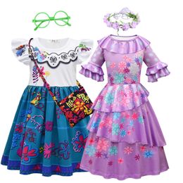 Meisjes Jurken Anime Encanto Mirable Isabella Cosplay Paars Kostuum Meisje Jurk Kinderen Fancy Jurken Party Kids Cosplay Prinses kleding 230714