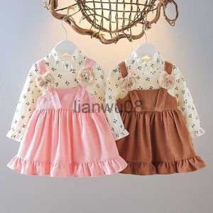 Robes de fille automne enfants Angleterre robe dentelle bébé princesse robe nouveau-nés filles vêtements maille 2020 nouvelle robe Beige mariage filles vêtements x0806