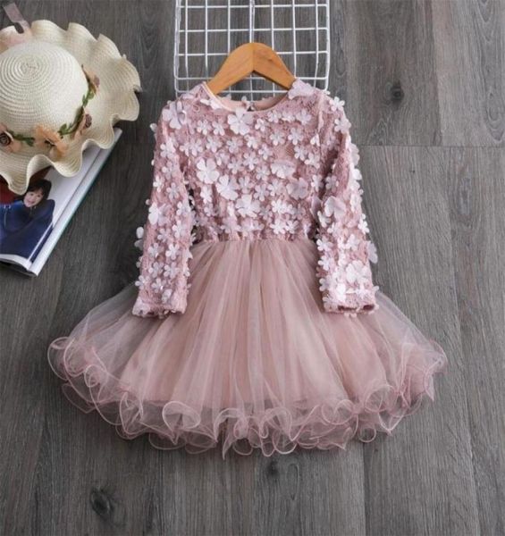 Vestidos de niña Vestido de niñas de otoño Pétalos de flores Princesa de hadas Manga larga Pequeños niños ocasionales Ropa de fiesta Ropa6686497