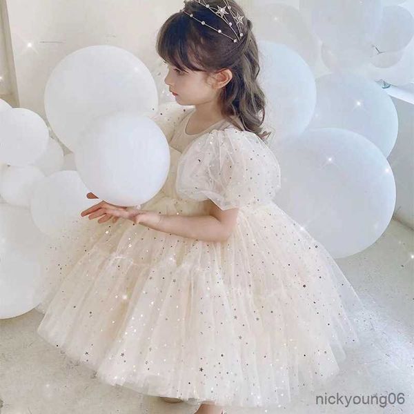 Robes de fille bébé 1er anniversaire robe de baptême pour fille manches mignon enfant en bas âge enfants paillettes princesse fête de mariage filles R230607