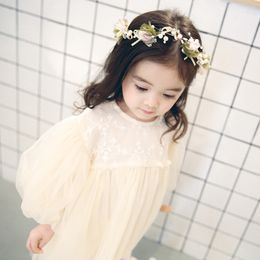 Girl s jurken baby herfst kinderen s meisjesjurken met bloemen garen tule puffy mouw jasmine prinses feest 230224
