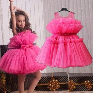 Girl's jurken Baby Bow Tule Doop Doop Jurk voor meisjes jurk peuter kinderen bruiloft elegant 1e verjaardagsfeestje prinses jurk tutu avondjurken 231214