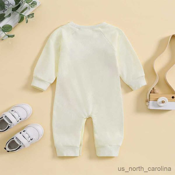 Vestidos de niña Baby Boys Outumn Casual Jumpsit Infant Beige Manga larga Carta de rugby Rugby Romper R230816