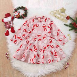 Vestidos de niña, vestido de Navidad para niñas pequeñas, vestidos de manga larga con estampado de Papá Noel para niños y niñas, disfraces, ropa